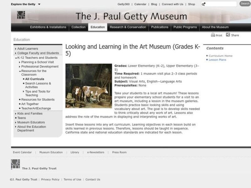 Looking and Learning in the Art Museum Lesson Plan