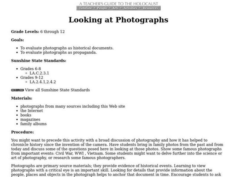 Looking at Photographs Lesson Plan