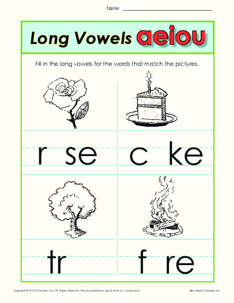 Long Vowels Worksheet