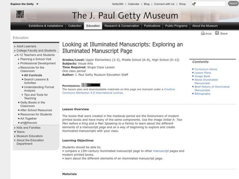 Looking At Illuminated Manuscripts: Exploring an Illuminated Manuscript Page Lesson Plan