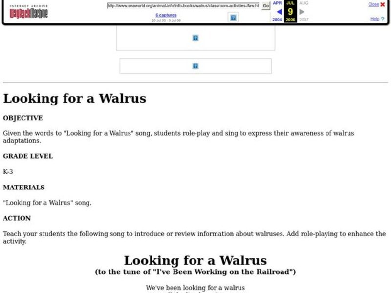 Looking for a Walrus Lesson Plan