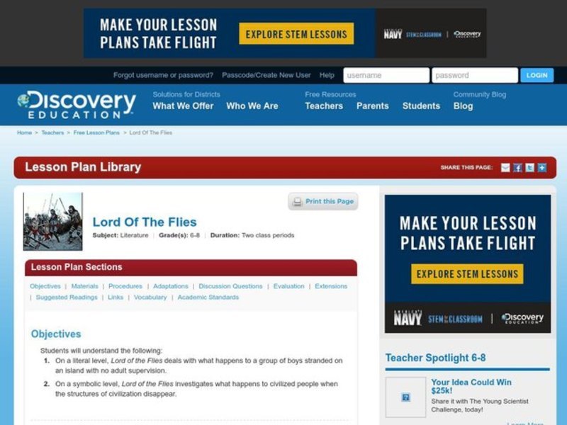 Lord of the Flies Lesson Plan