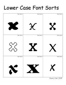 Lower Case Font Sorts Worksheet