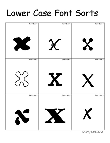 Lower Case Font Sorts Worksheet