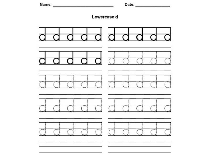Lowercase d Worksheet