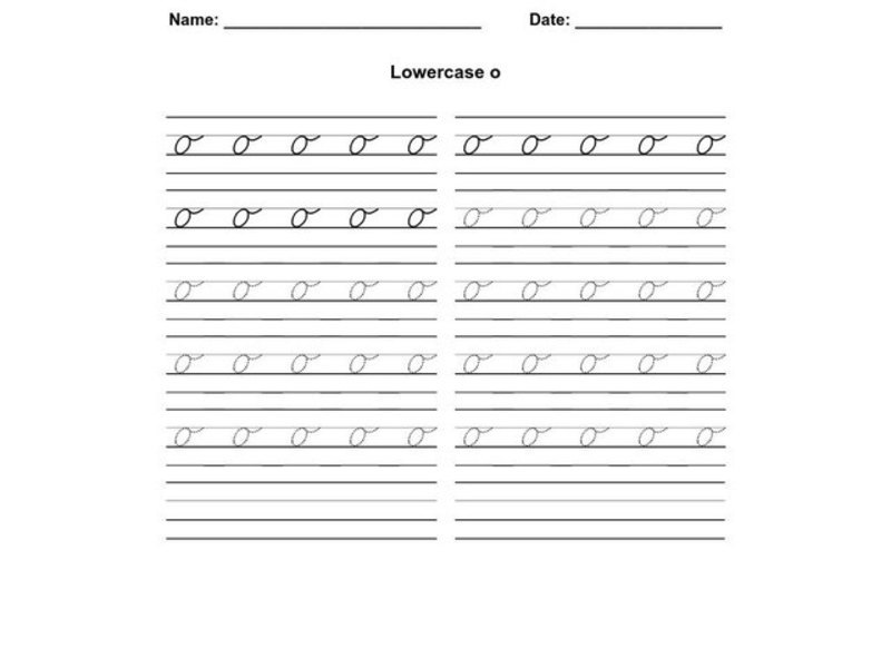 Lowercase o Worksheet