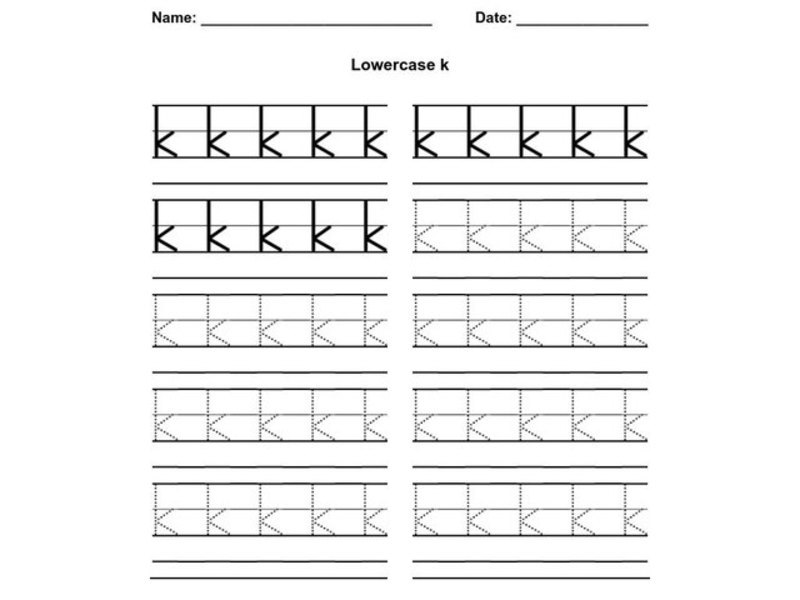 Lowercase k Worksheet