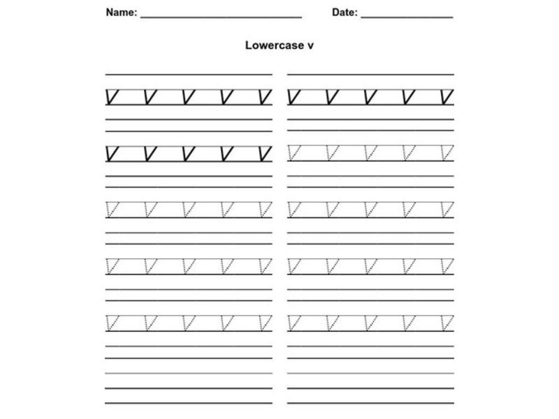 Lowercase v Worksheet