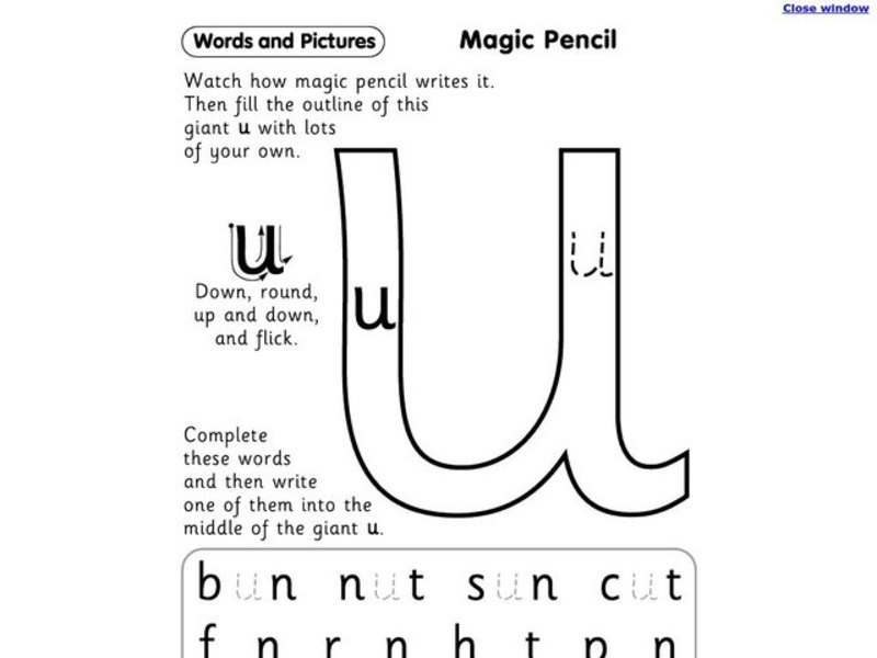 Lowercase U Worksheet