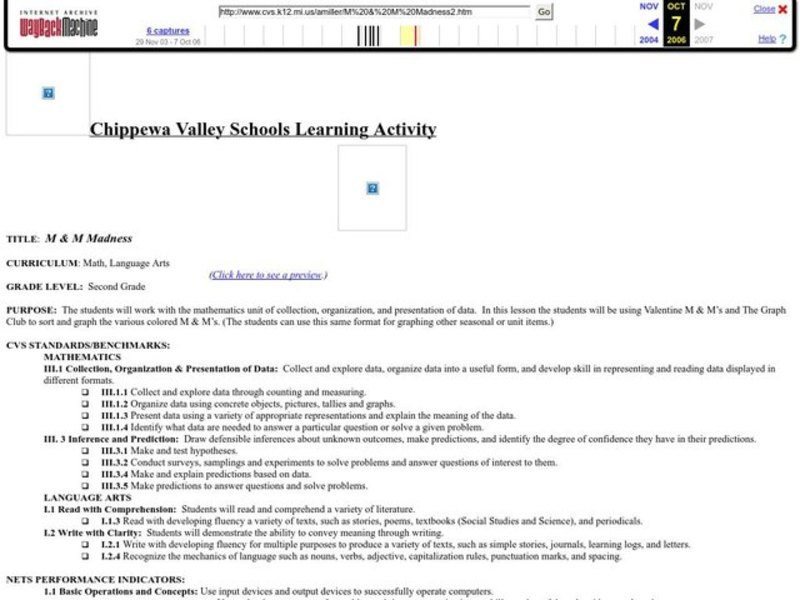 M & M Madness Lesson Plan