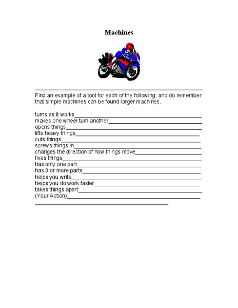 Machines Worksheet