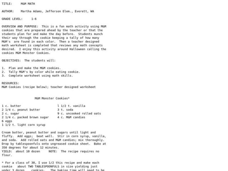 M&M Math Lesson Plan
