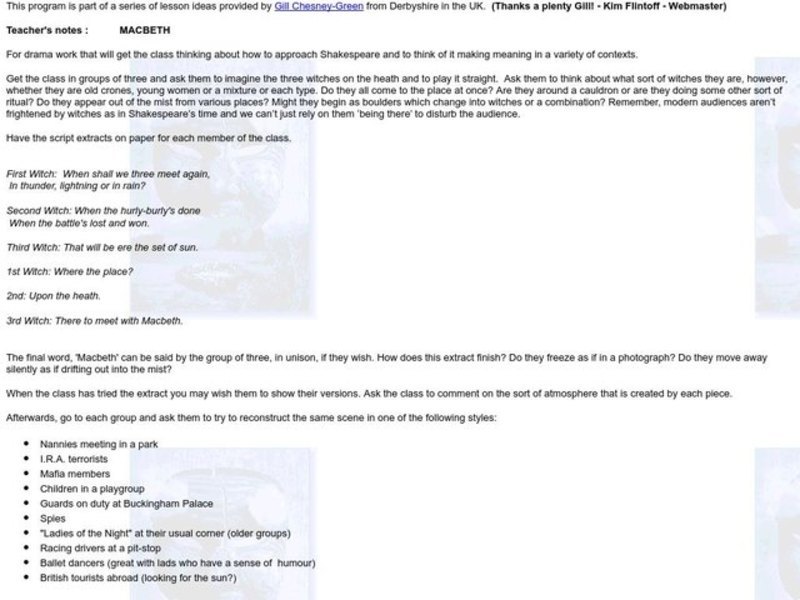 Macbeth Lesson Plan