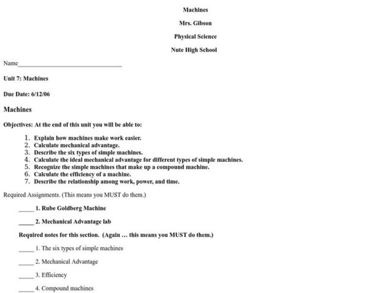 Machines Lesson Plan