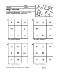Magic Squares Worksheet