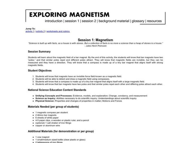 Magnetism Lesson Plan