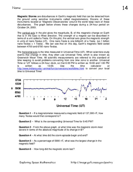 Magnetic Storms Worksheet