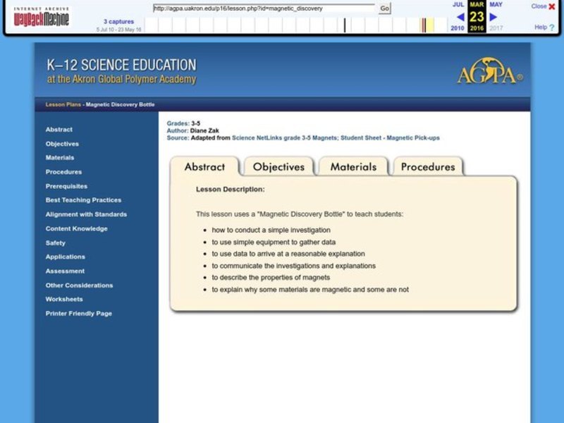 Magnetic Discovery Bottle Lesson Plan