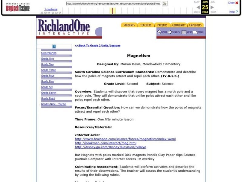 Magnetism Lesson Plan