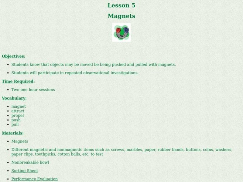 Magnets Lesson Plan