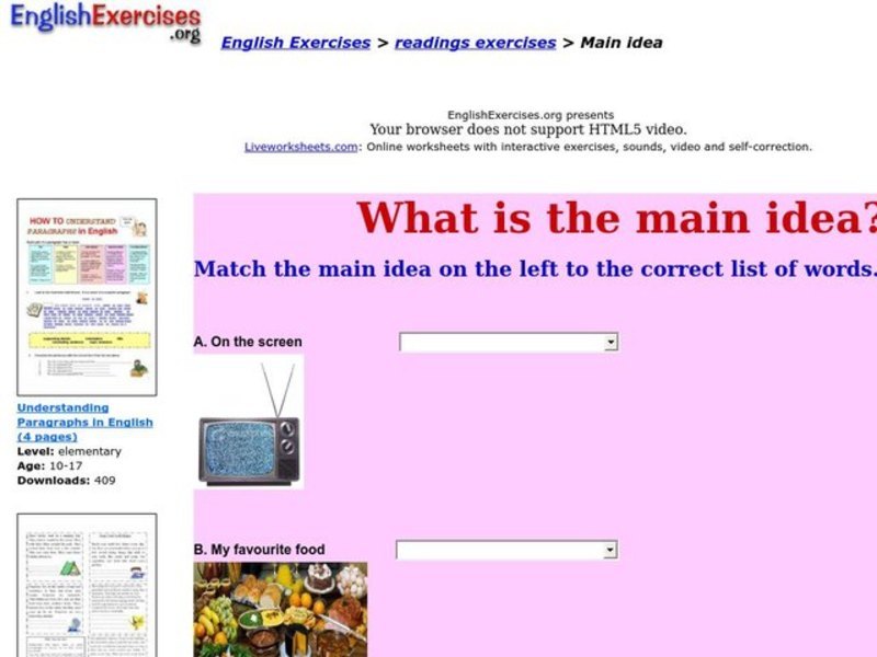 Main Idea Interactive