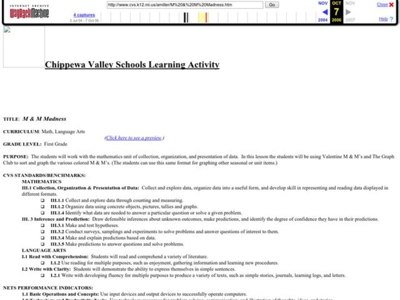 M & M Madness Lesson Plan