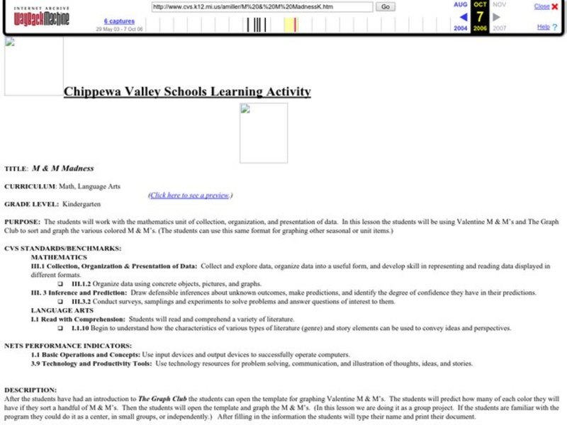 M & M Madness Lesson Plan