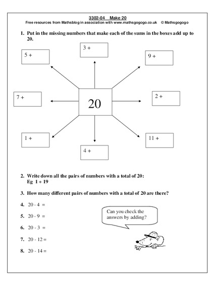 Make 20 Worksheet