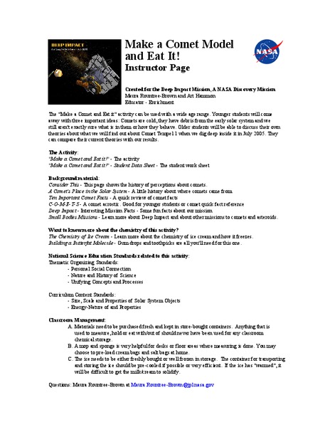 Make a Comet Model and Eat It! Lesson Plan