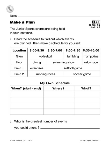 Make a Plan Worksheet