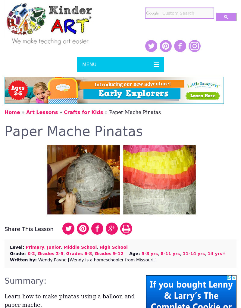 MAKE A PINATA Lesson Plan