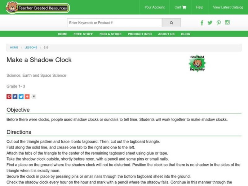 Make a Shadow Clock Lesson Plan
