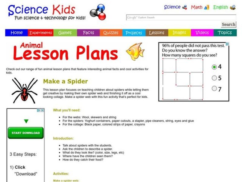 Make a Spider Lesson Plan