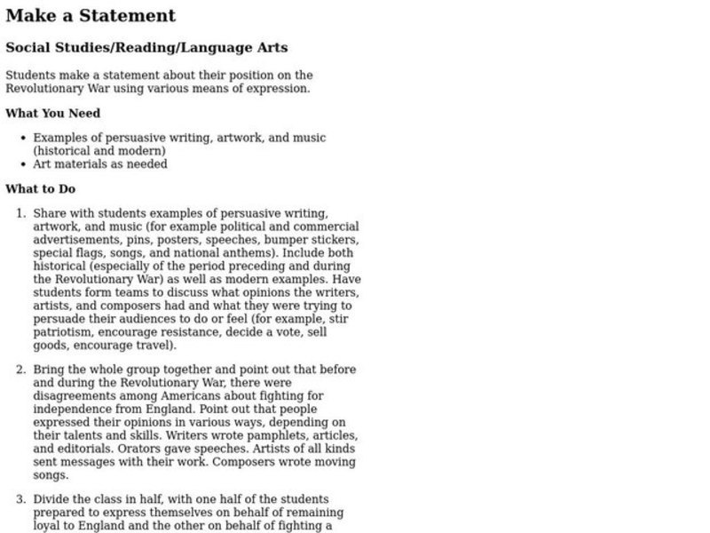 Make a Statement Lesson Plan