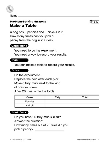 Make a Table Worksheet