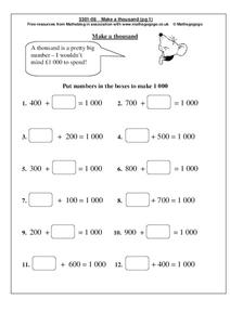 Make a Thousand Worksheet