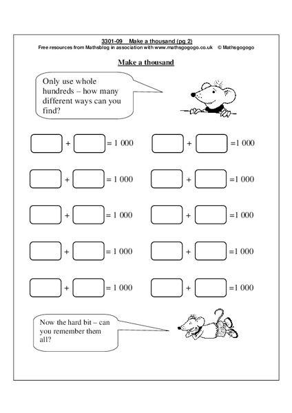 Make a Thousand Worksheet