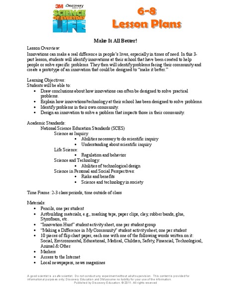 Make It All Better! Lesson Plan