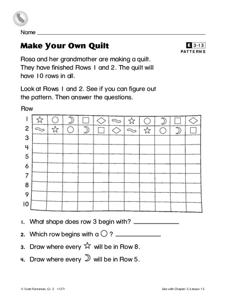 Make Your Own Quilt Worksheet