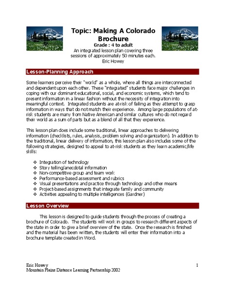 Making a Colorado Brochure Lesson Plan
