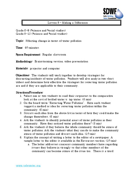 Making a Difference Lesson Plan