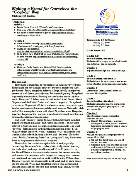 Making a Brand for Ourselves the "Cowboy" Way Lesson Plan