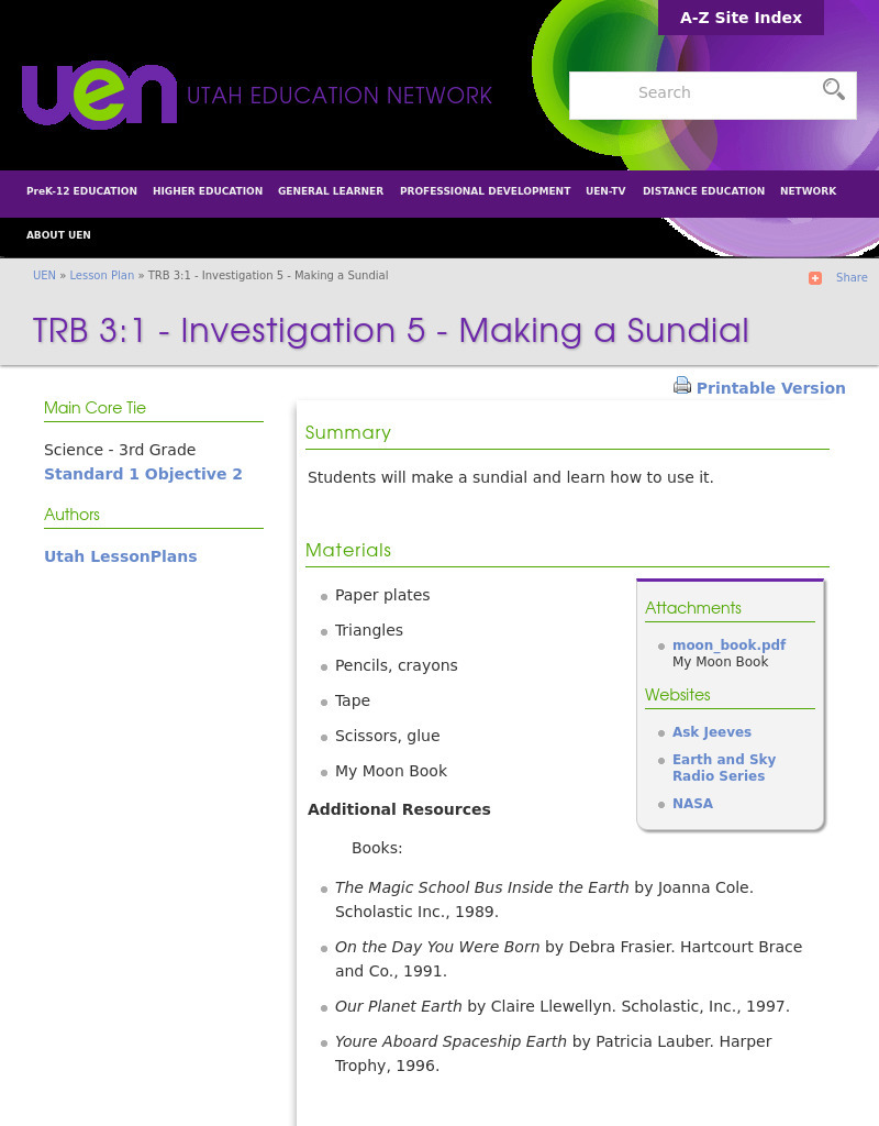 Making a Sundial Lesson Plan