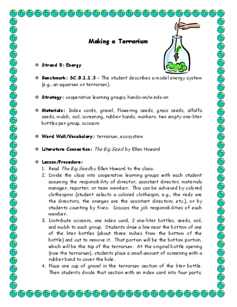 Making A Terrarium Lesson Plan