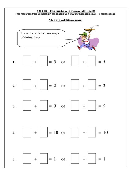 Making Addition Sums Worksheet