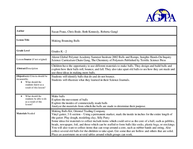 Making Bouncing Balls Lesson Plan