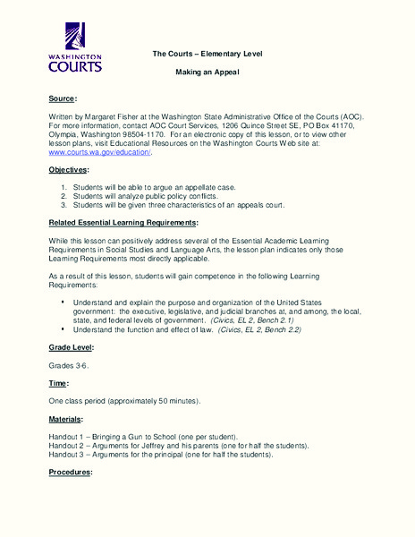 Making an Appeal Lesson Plan