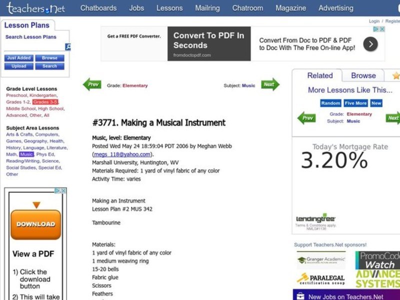 Making a Musical Instrument Lesson Plan