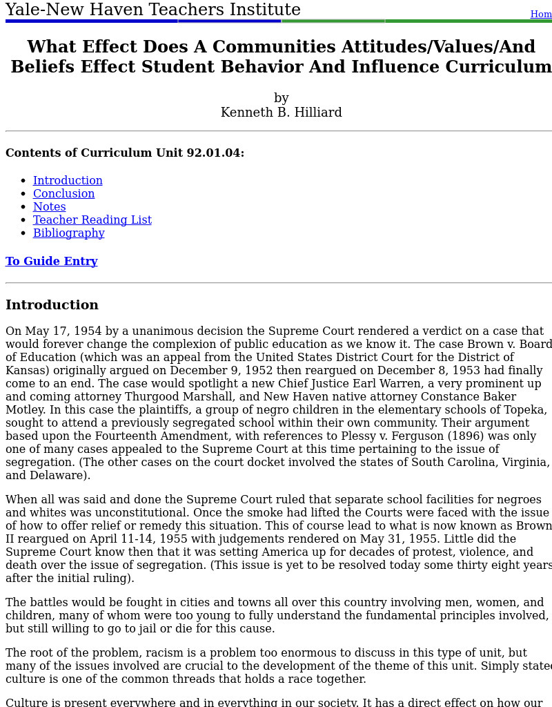 What Effect Does A Communities Attitudes/Values/And Beliefs Effect Student Behavior And Influence Curriculum Lesson Plan
