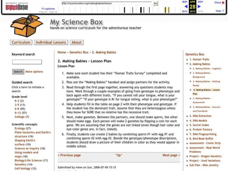 Making Babies Lesson Plan